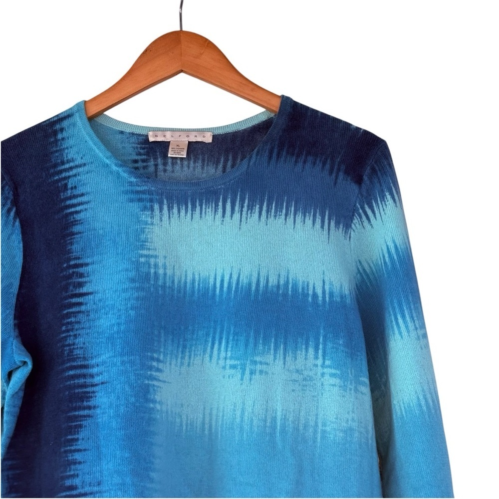 S1 Belford 100% Cashmere Sweater Beautiful Blues SzXL *RARE* - Picture 3 of 8